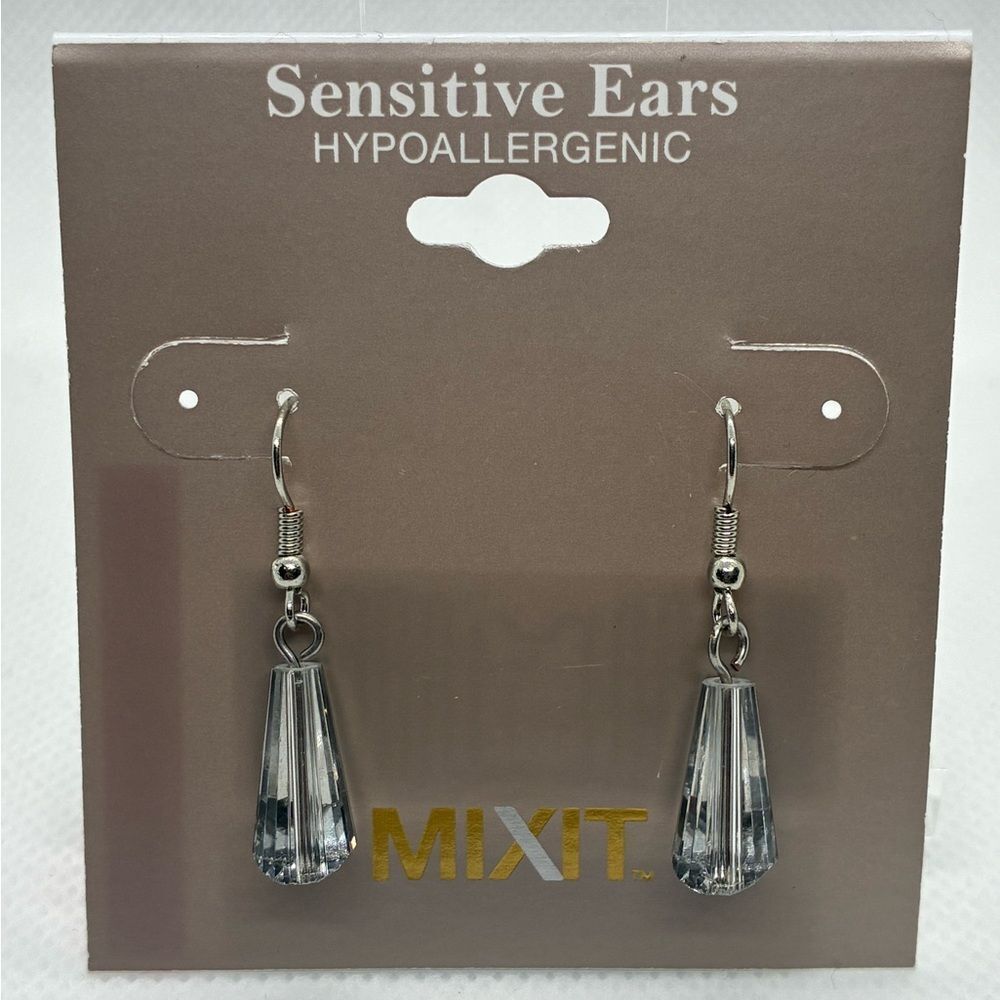 3For$20 MIXIT Clear Teardrop Dangle Earrings - Hypoallergenic